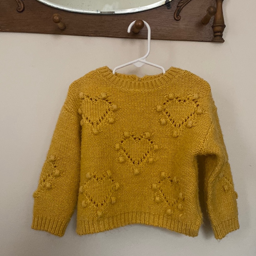 ZARA KIDS 2-3Y Mutard Yellow Heart knit Sweater